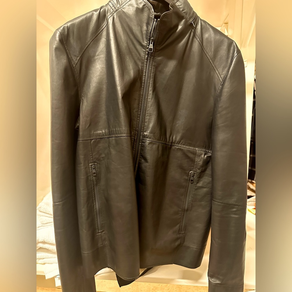 Rare calf Leather biker jacket black